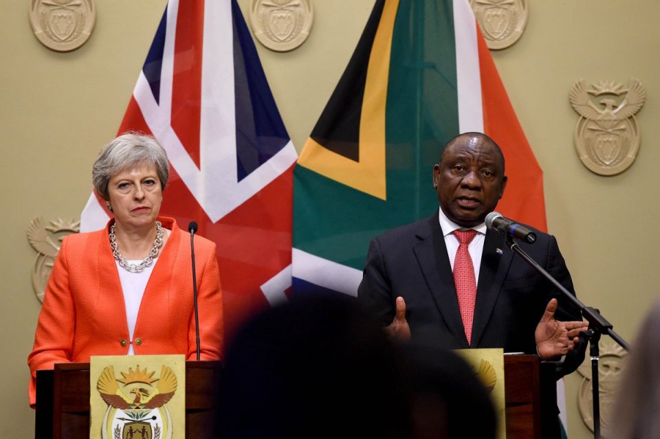 Prime Minister Theresa May arrives in South Africa