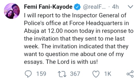  Chief Femi Fani-Kayode now set to honour Police invitation 