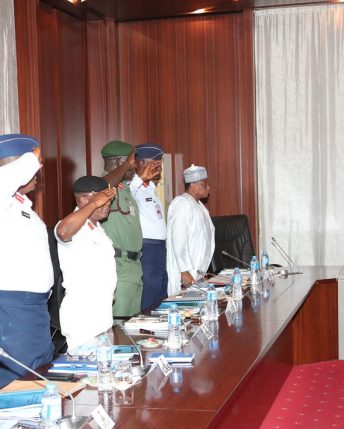 President Muhammadu Buhari meets with Security Chiefs