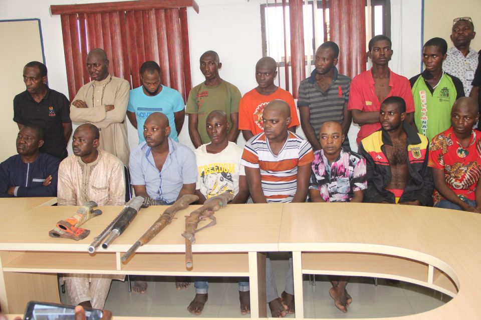 PHOTO: Police parade over 16 suspected ritualists in Kogi State
