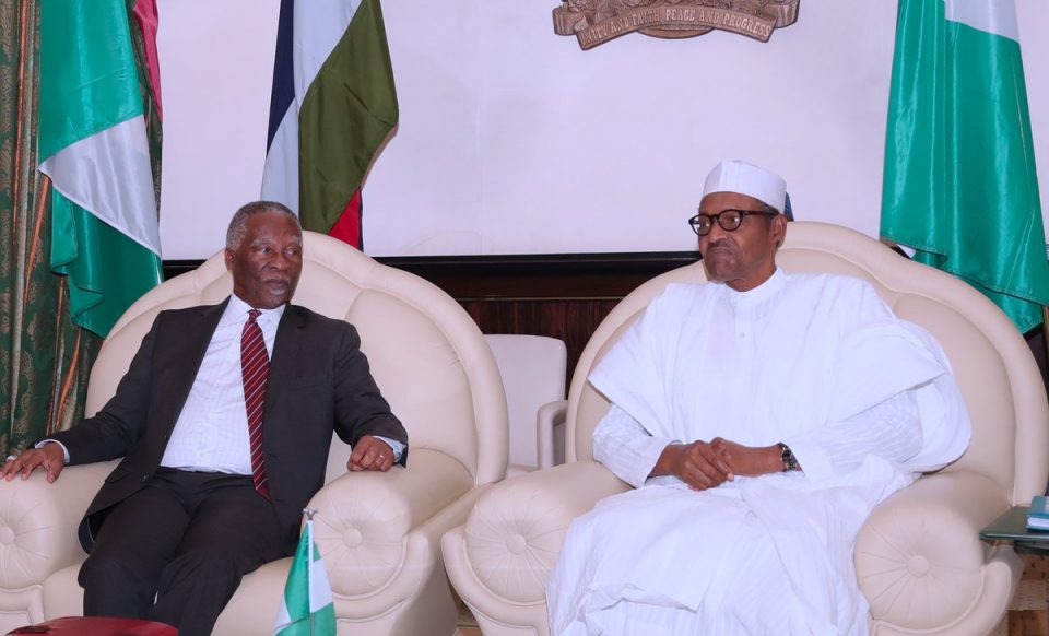 Thabo Mbeki former South African is received by President Buhari in Abuja