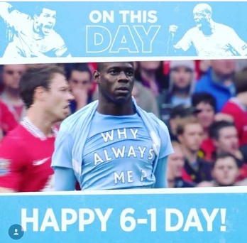Balotelli trolls Manchester United on City's famous 6-1 victory