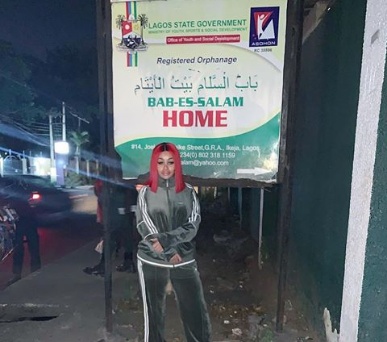 Blac Chyna visits orphanage home in Lagos