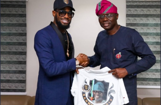 Dbanj and US RnB Singer Ari Lennox visits Jide Sanwo-Olu