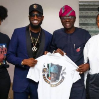 Dbanj and US RnB Singer Ari Lennox visits Jide Sanwo-Olu