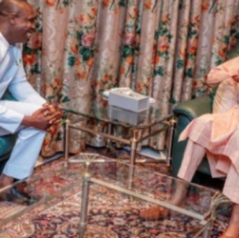 Buhari receives Obasanjo's son Olujonwon Obasanjo at the State House