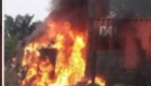 Breaking: A container-laden burst into flames at Idiroko Lagos
