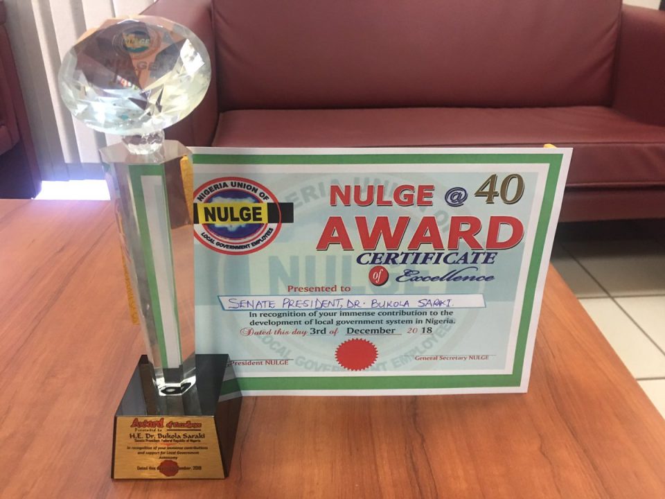 NULGE honours Senator Bukola Saraki with excellence award