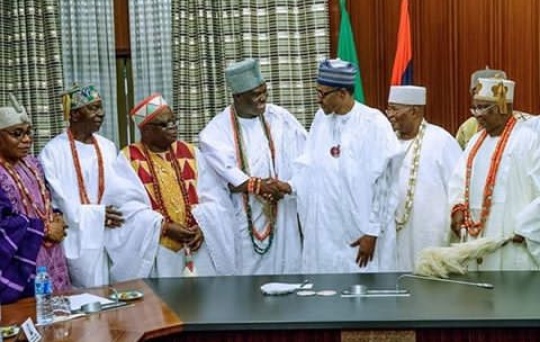 Buhari receives a courtesy visit from traditional rulers from South West