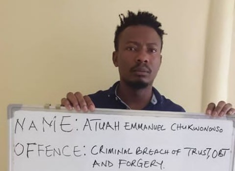 EFCC arraigns one Atuah Chkwunonso for dud cheque