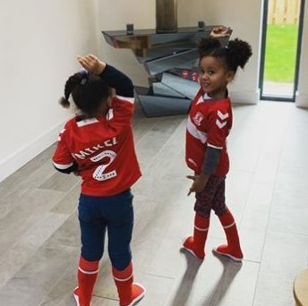 Obi Mikel shares a new photo of his girls rocking Boro jersey