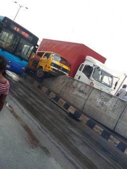 PHOTO: Accident scene in Lagos involving the popular Danfo Bus