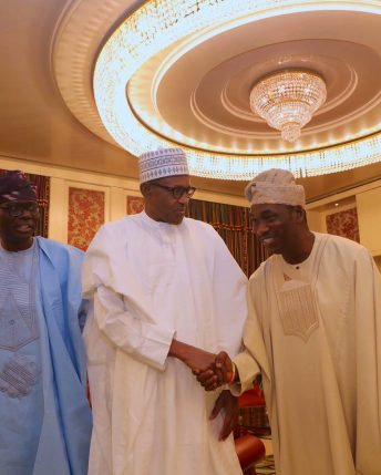 Lagos Governor-elect Sanwo-Olu and Hamzat meet Buhari