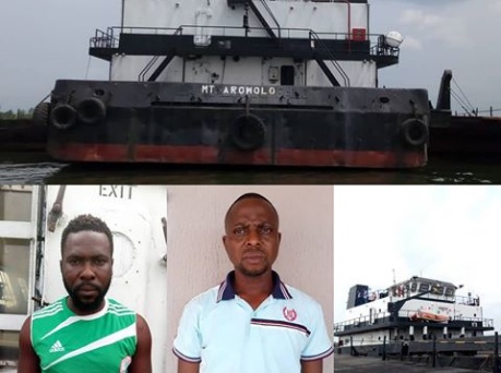 Navy hands over two suspects, a vessel arrested  in Onne to EFCC