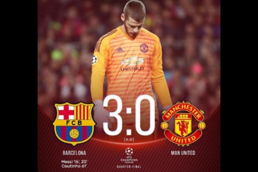 Barca knocks out Man United out of the UCL after a 3-0 win