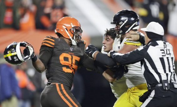Myles Garrett Losses It, As He Swung Helmet At Mason Rudolph