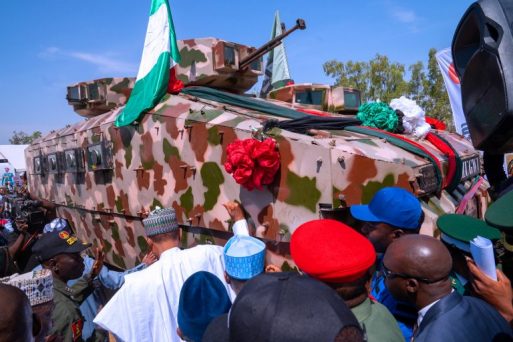 Buhari Unveils Indigenous Mine-Resistant Military Vehicles