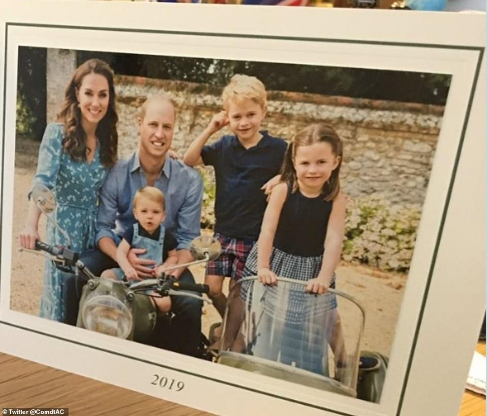 Kate and William pose with Children In Leaked Christmas Card