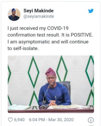 COVID-19: Governor Seyi Makinde Test Positive, Goes Into Isolation