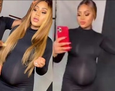 Regina Daniels Shows Off Her Baby Bump For The First Time