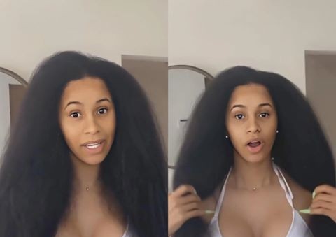 Cardi B Goes Makeup-Free Showing Off Her Natural Hair On IG