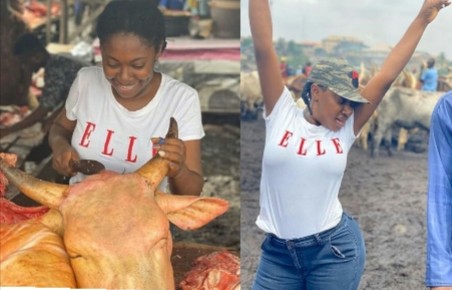 Yvonne Jegede Visits Lagos Abattoir To Conquer Her Fears For Cows