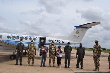 NAF Airlifts Erstwhile Conjoined Twins Back To Yenagoa
