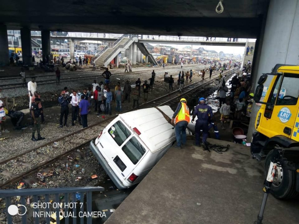 All Passengers Rescued After Bus Veered Onto Train Tracks In Oshodi