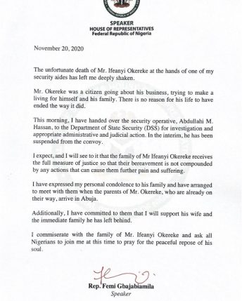 Speaker Gbajabiamila Hands Over Killer Security Aide To DSS