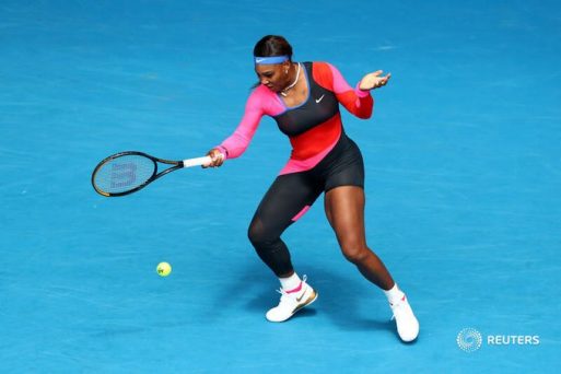 Serena Williams in her first match at the Australian Open, honoured late Olympic Champion FloJo with single-legged catsuit.
