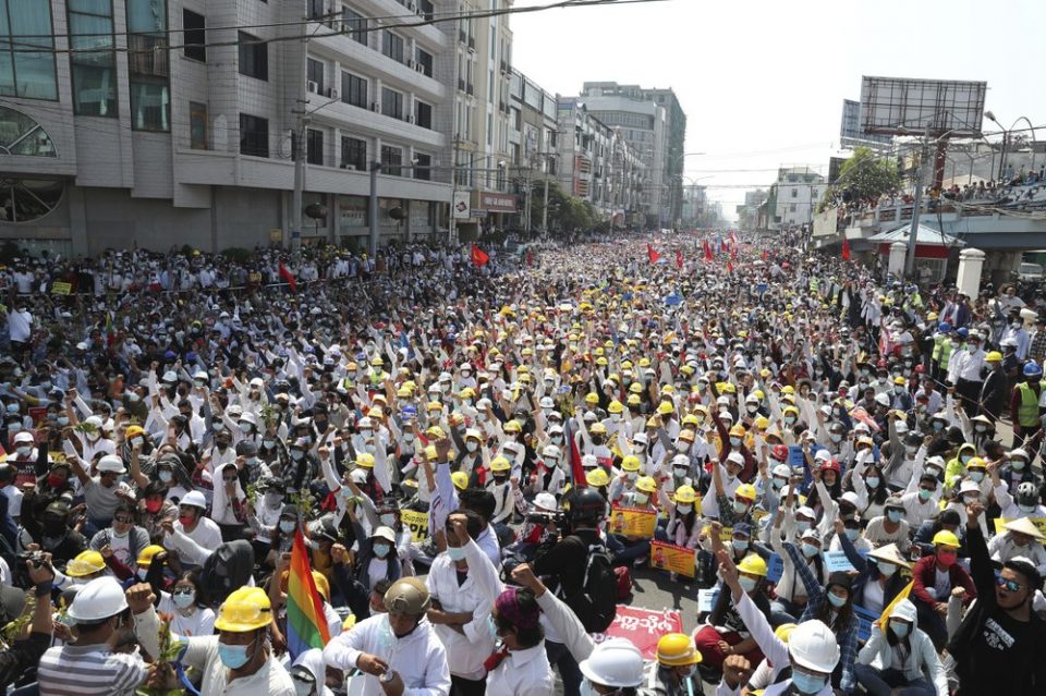 Anti-Coup Protesters Fill Up Roads In Myanmar