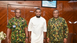Comedian Ayo Makun Visits Defense Headquarters Abuja