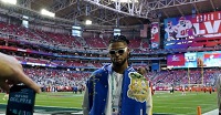 Hamlin makes appearance on field at Super Bowl