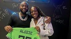 Super Falcons Star Michelle Alozie Poses With Afrobeats Superstar Davido