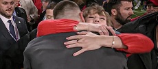 Pop Star Taylor Swift Hugs Travis Kelce After Chiefs Secure Super Bowl Spot