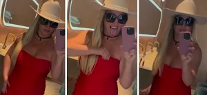 Britney Spears Looks Chic In Red Minidress