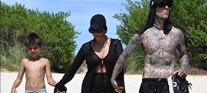 Kourtney Kardashian Hits The Beach In Miami With Husband Travis Barker