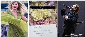 Taylor Swift Receives Bouquet From 'Irish Fan Club' U2