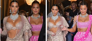 Kim Kardashian Stuns In Traditional Silver Lehenga Skirt For Anant Ambani's £250m Wedding