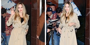 Angelina Jolie Spotted Exiting The Directors Guild Of America In Trench Coat And Black Dress