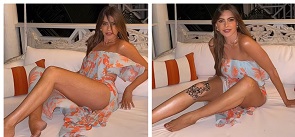 Sofia Vergara Shows Off Toned Legs As She Models A Strapless Dress In Sexy Photos