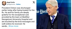 Bill Clinton Released From the Hospital After Being Treated for the Flu