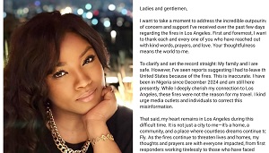 Omotola Jalade-Ekeinde Denies Fleeing US Over Los Angeles Wildfires