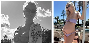 Poppy Delevingne Flashes Her Growing Bump In A Tiny Purple Bikini 