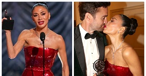 Nicole Scherzinger Shares A Kiss With Thom Evans After Tony Award