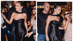 Selena Gomez Shows Off Figure In Tight Black Dress In NYC Night Out