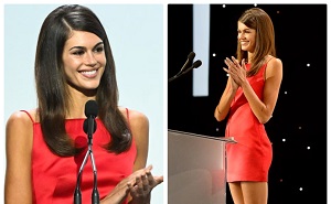 Kaia Gerber Stuns In Red Mini Dress As She Takes To The Stage At The Beverly Hilton
