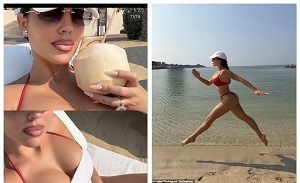 Ronaldo’s Fiancée Georgina Rodriguez Shows Off Incredible Figure In A Red Bikini
