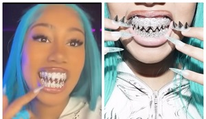 North West Shows Off Her Diamond 'Shark Teeth' Grill
