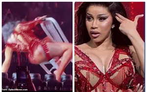 Cardi B Falls Off Her Chair During Las Vegas Show